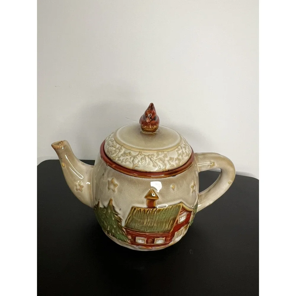 Vintage Cardinal Ceramic Teapot Bird Themed‎
